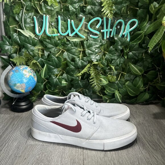 Mens Nike SB Zoom Stefan Janoski Gray Canvas Low Skate Sneakers Shoes Size 11 - Picture 1 of 9